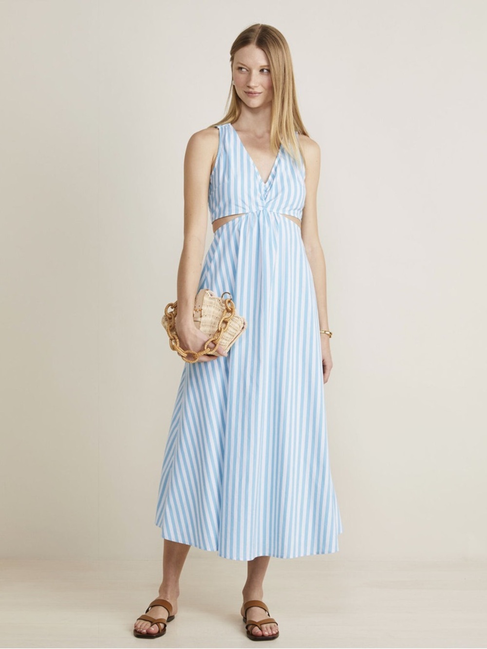 Vineyard Vines Stripe Cut out Midi Dress Size 8 NWT